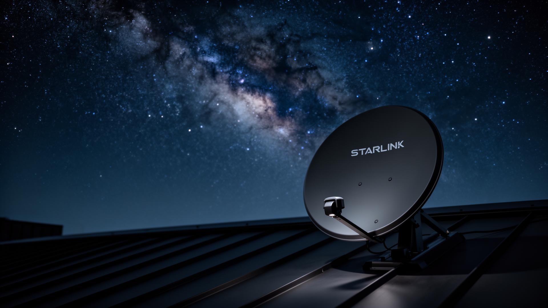Starlink Mini sob o céu estrelado